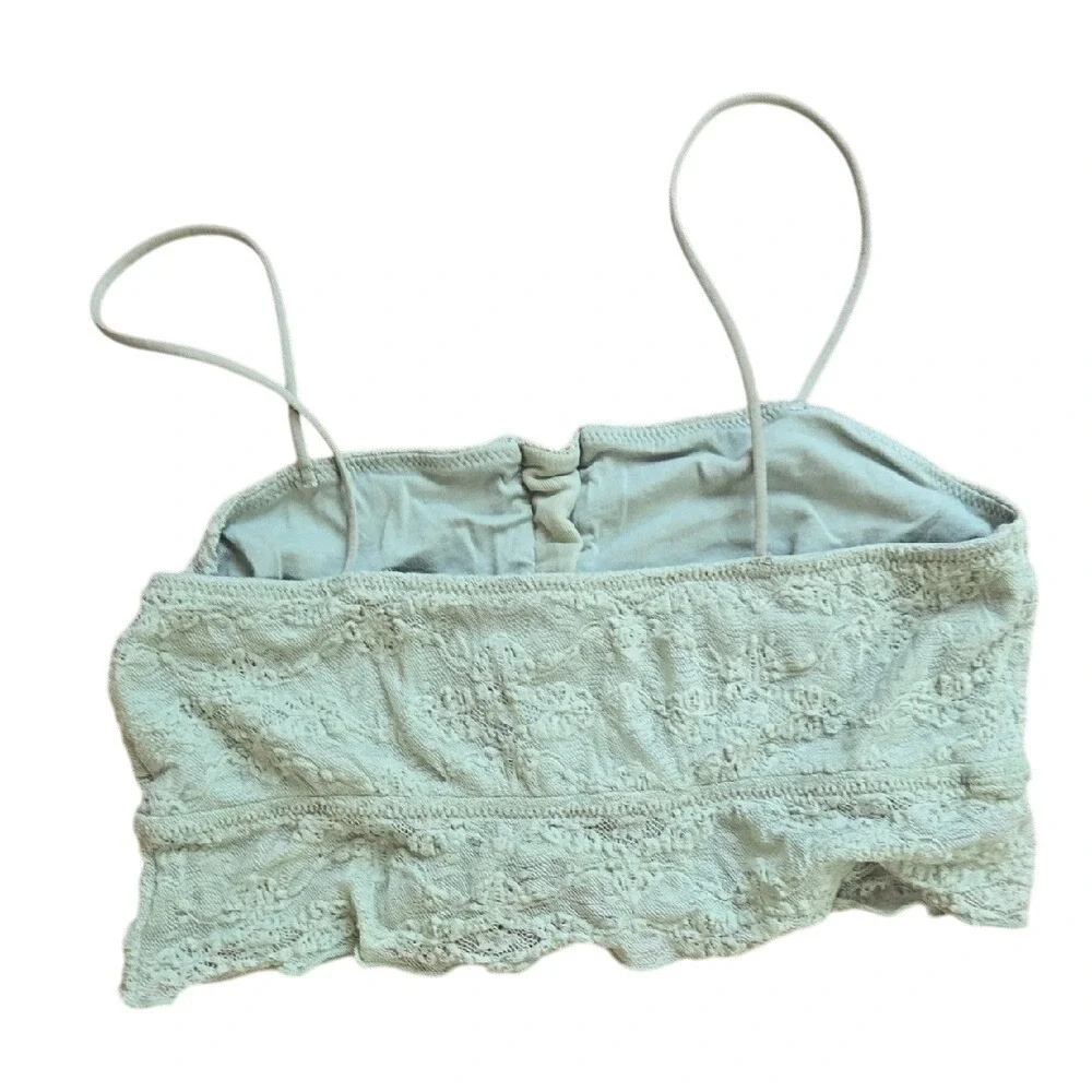 Colsie‎ Bralette Coquette Feminine Dainty Green Lace-Up Spaghetti Strap Small